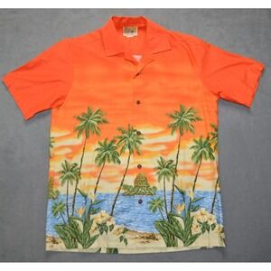 VTG Winnie Fashion Men's Aloha Floral Hawaiian Shirt Size M Vintage 90s Tropical